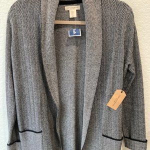 Christian Siriano Black Chevron Print Heavy Cardigan Jacket